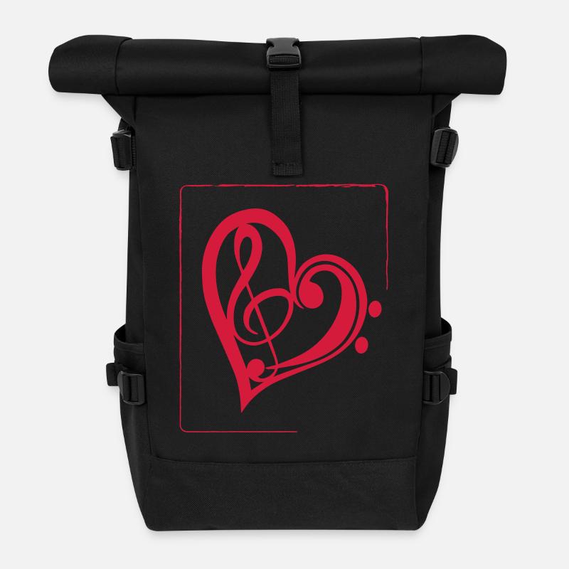 Treble clef & bass clef heart - Rolltop Rucksack - Schwarz