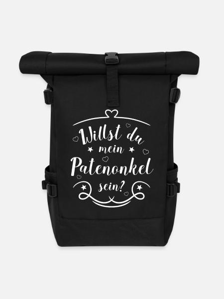 Willst du mein Patenonkel sein? Paten fragen weiß - Rolltop Rucksack - Schwarz