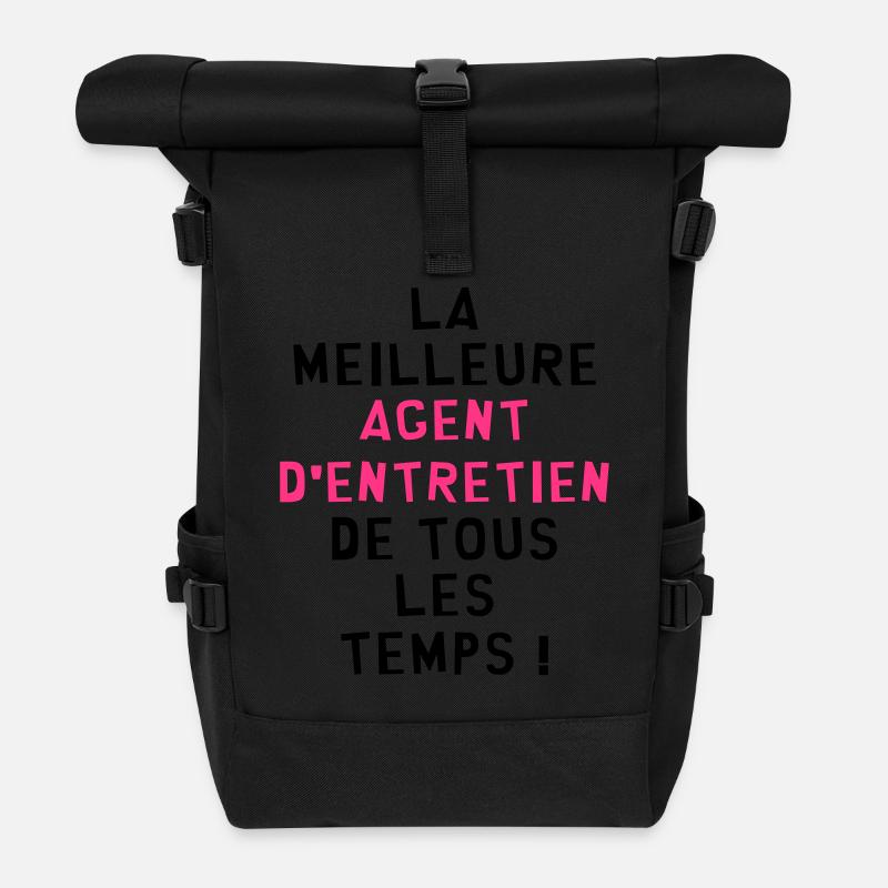 Agent d'Entretien / Ménage / Nettoyer / Propreté - Sac à dos roll top - noir