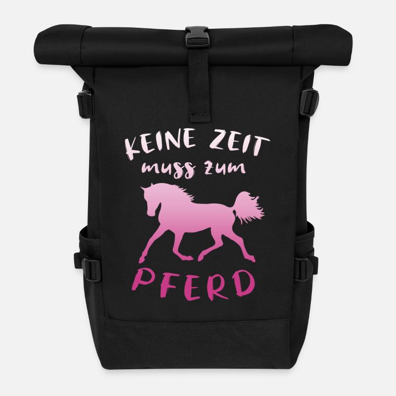 Keine Zeit Muss Zum Pferd Spruch Reiterin Geschenk - Rolltop Rucksack - Schwarz