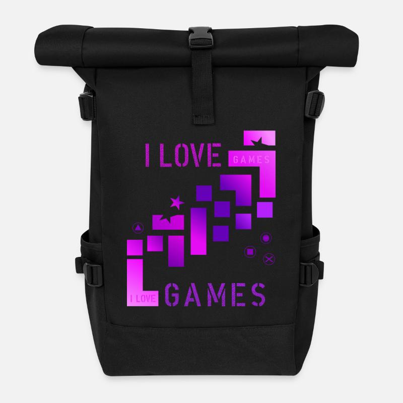 I love games - Rolltop Rucksack - Schwarz
