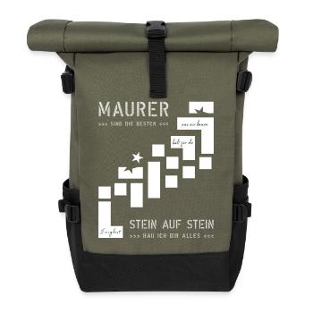 Mur Construction Construction Maison Constructeur - Sac à dos roll top - olive/noir - Devant