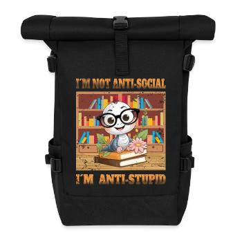 Schlaue Wurm - Rolltop Rucksack - Schwarz - Vorne