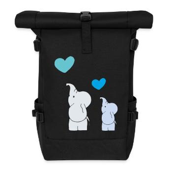 Elephant Big and Small Balloon - Roll Top Backpack - black - Front