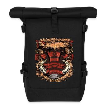 Stammes-Warzenschwein - Rolltop Rucksack - Schwarz - Vorne