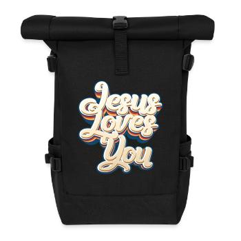 Jesus liebt dich - Rolltop Rucksack - Schwarz - Vorne