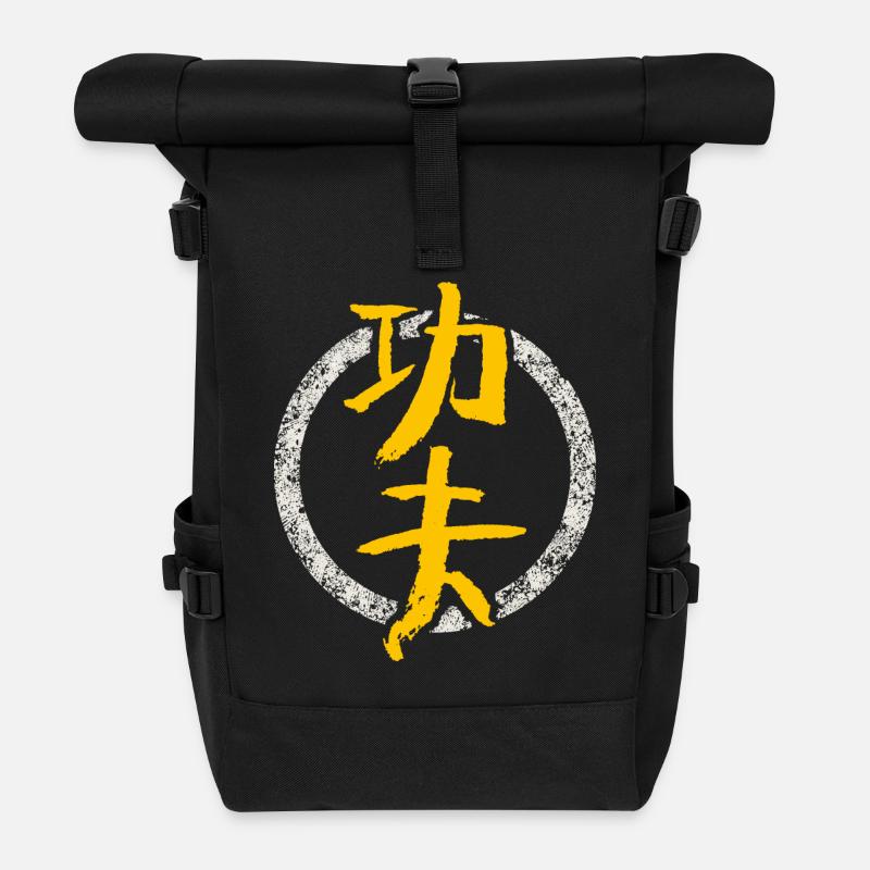 Kungfu - Schriftzeichen - Chinesisch / KAMPFSPORT - Rolltop Rucksack - Schwarz
