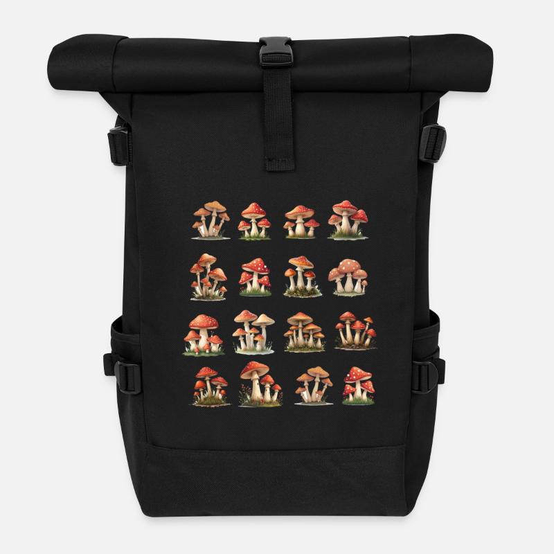 Champignons rouges - Sac à dos roll top - noir