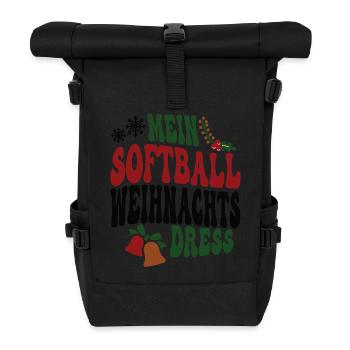 Softballerin Weihnachten Softball Spielerin XMAS - Rolltop Rucksack - Schwarz - Vorne
