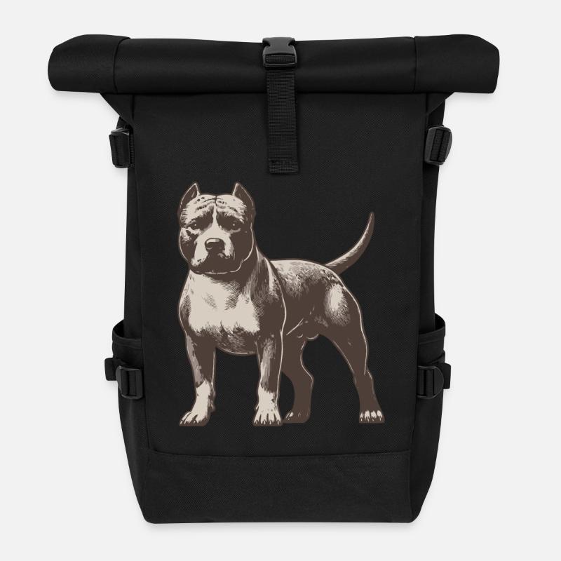 American Pitbull Terrier - Roll Top Backpack - black