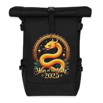 Chinesisches Neujahr - Schlange 2025 - Rolltop Rucksack - Schwarz - Vorne