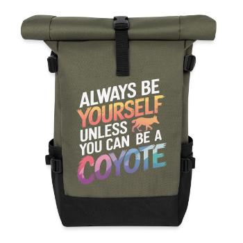 Coyote Animal Funny - Roll Top Backpack - olive/black - Front