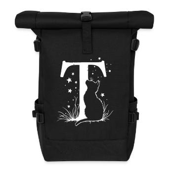 Lettre T avec chat - Sac à dos roll top - noir - Devant