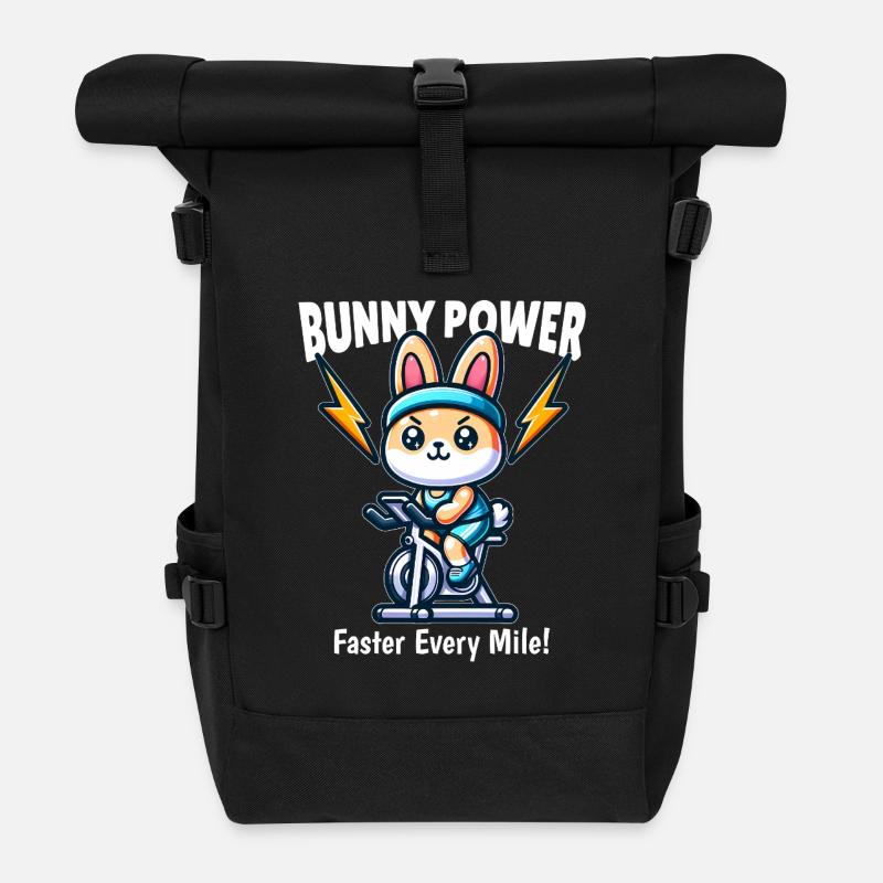 Kaninchen--Bike - Rolltop Rucksack - Schwarz