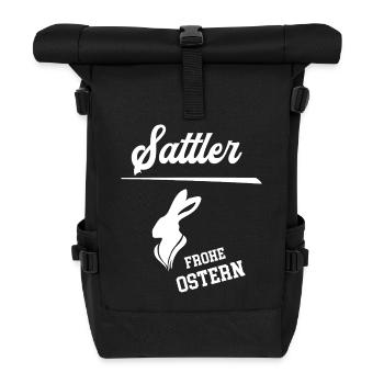 Sattler Frohe Ostern Ostergeschenk Sattlerei Chef - Rolltop Rucksack - Schwarz - Vorne