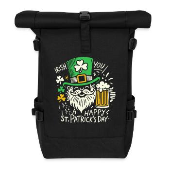 Fröhlichen St. Patrick's Day Feier mit Irish - Rolltop Rucksack - Schwarz - Vorne