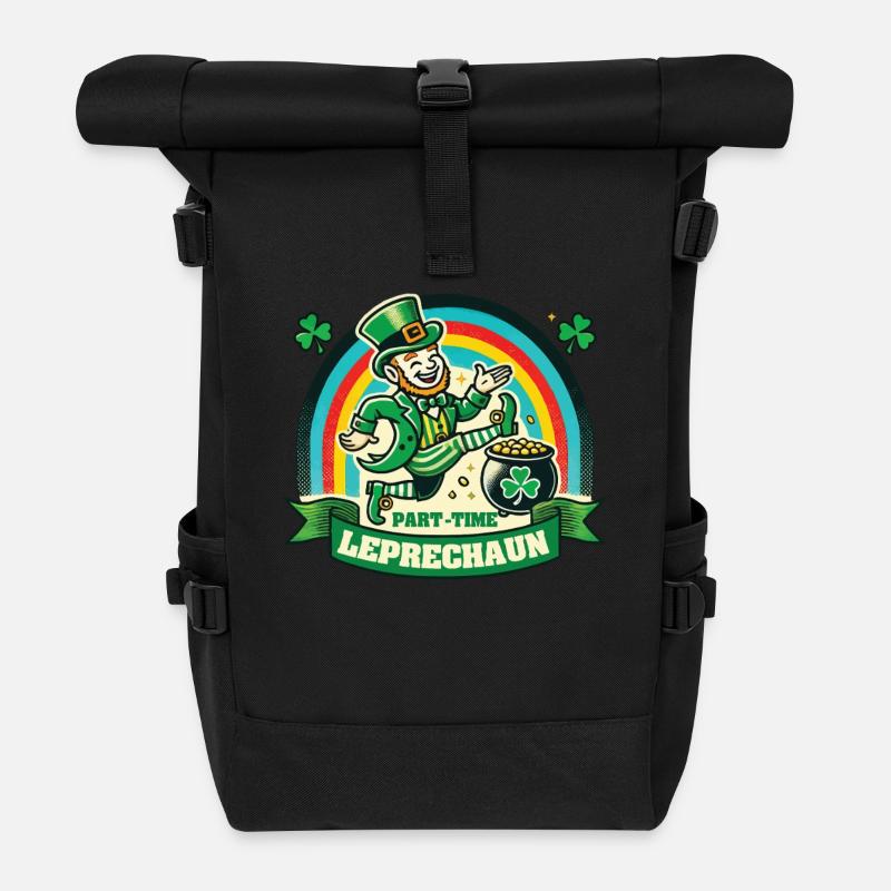 Teilzeit Kobold St. Patrick's Day Regenbogen - Rolltop Rucksack - Schwarz