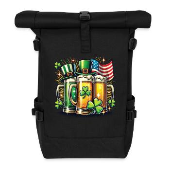 St. Patrick's Day Beer Friends Shamrock - Roll Top Backpack - black - Front