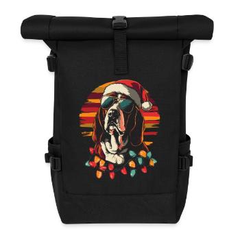Basset Hound Christmas Sunglasses - Roll Top Backpack - black - Front