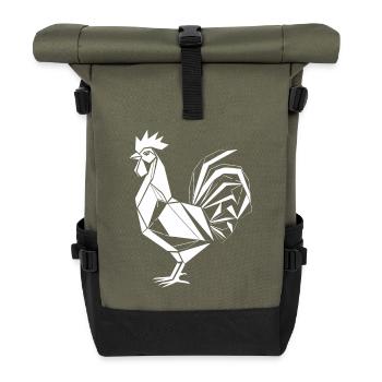 Hahn Polygon – Minimalist farm design - Roll Top Backpack - olive/black - Front