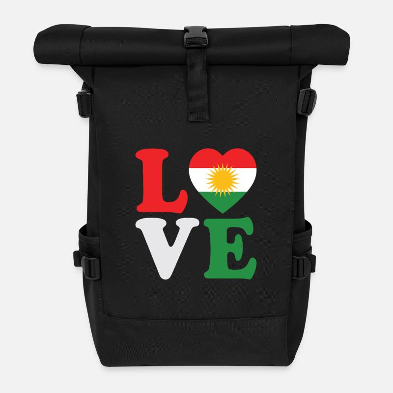 Kurdistan Flagge Bakur Bashur Rojava Rojhlt Newroz - Rolltop Rucksack - Schwarz