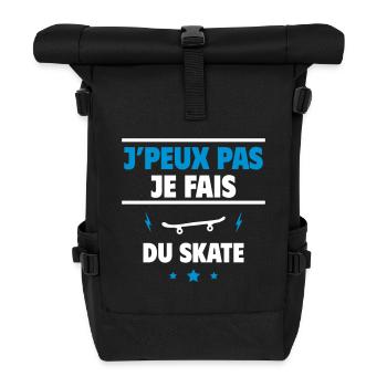 J'peux pas, je fais du skate, skateur, skateboard - Sac à dos roll top - noir - Devant