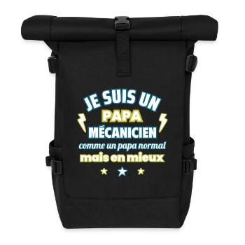 Papa mécanicien, cadeau fête des pères,Noël - Sac à dos roll top - noir - Devant