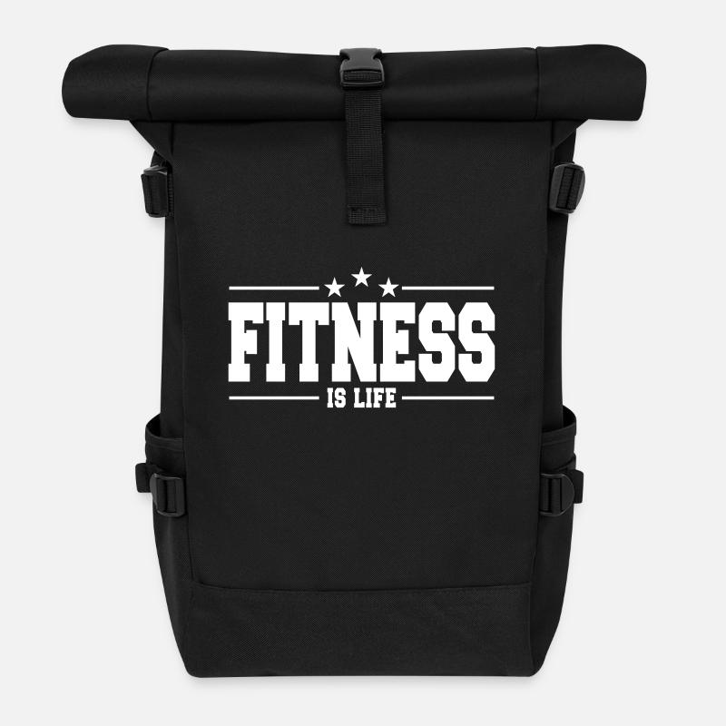 fitness is life 1 - Rolltop Rucksack - Schwarz