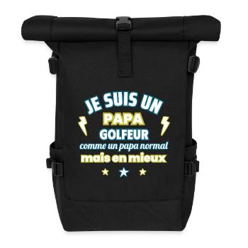 Papa GOLFEUR cadeau fête des pères,Golf,Sport - Sac à dos roll top - noir - Devant