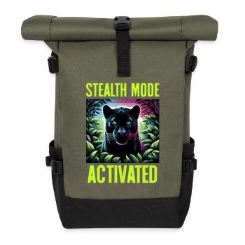 Stealth Mode Activated Panther Jungle Animal Lover - Roll Top Backpack - olive/black - Front