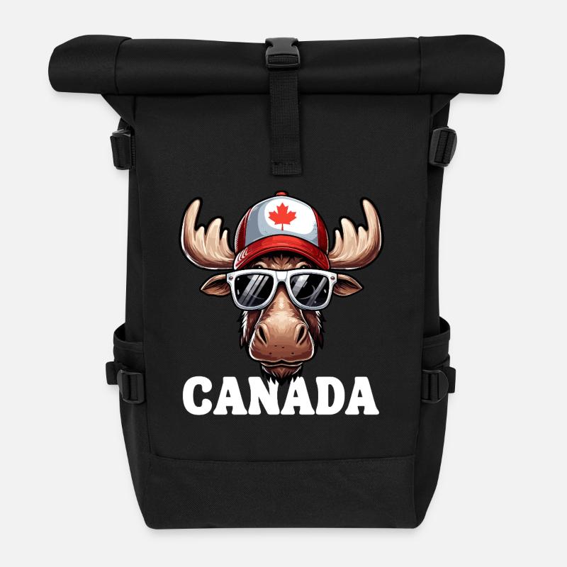 Kanada Elch Ahornblatt Sonnenbrille Kappe Lustig - Rolltop Rucksack - Schwarz