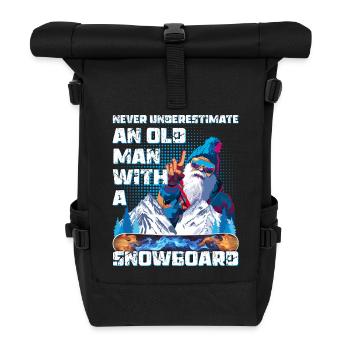 Never underestimate an old Man with a Snowboard - Roll Top Backpack - black - Front