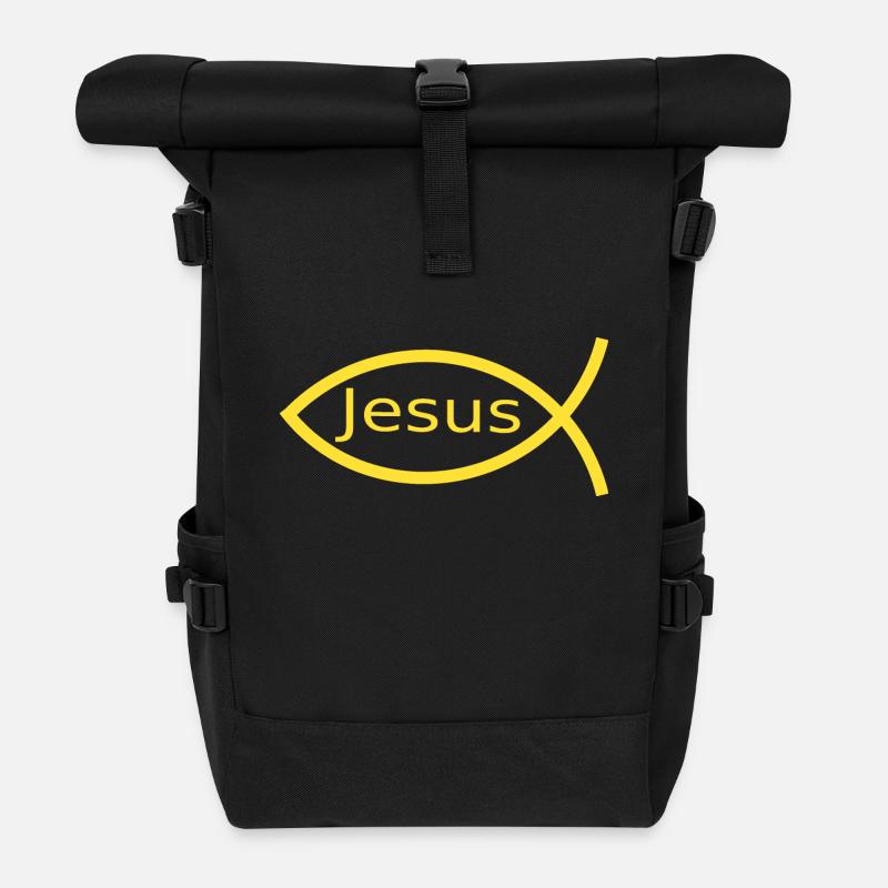 Jesusfisch Ichthys Fisch Fische - Rolltop Rucksack - Schwarz
