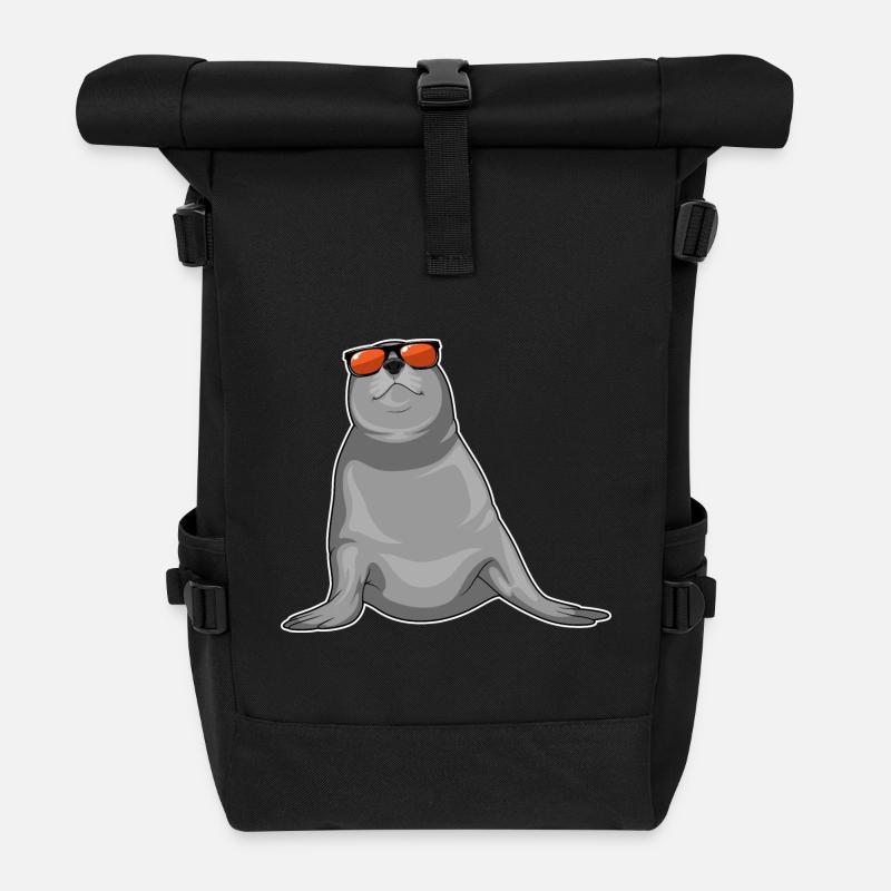 Seehund Sonnenbrille - Rolltop Rucksack - Schwarz
