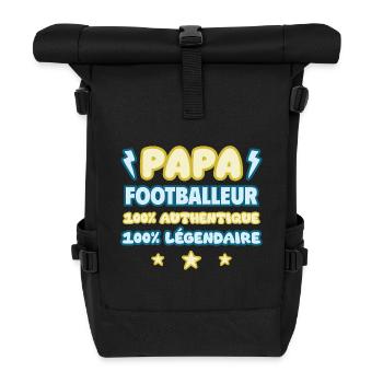 Papa footballeur,foot,Football,fête des pères - Sac à dos roll top - noir - Devant