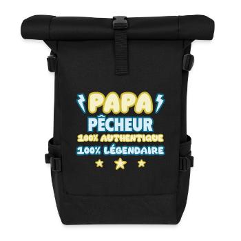 Papa pêcheur,cadeau fête des pères,Pêche,Humour - Sac à dos roll top - noir - Devant