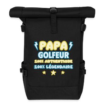 Papa golfeur,cadeau fête des pères,Papa,Golf,golf - Sac à dos roll top - noir - Devant