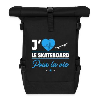 Passionné de skateboard pour la vie ! Skateur - Sac à dos roll top - noir - Devant