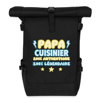 Papa cuisinier, cadeau fête des pères,Noël,Cuisine - Sac à dos roll top - noir - Devant