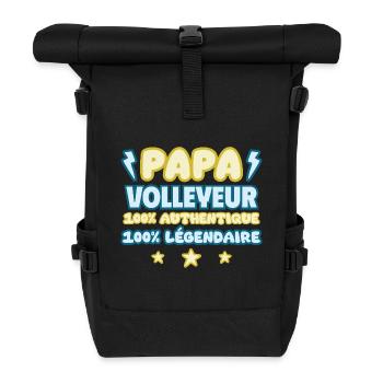 Papa volleyeur,Volley,Volleyball,fête des pères - Sac à dos roll top - noir - Devant