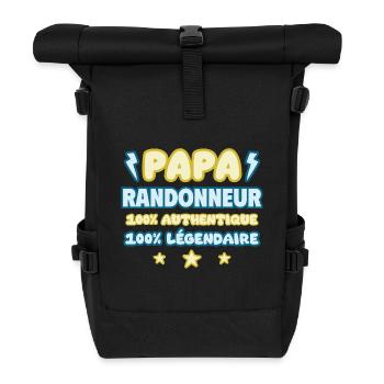 Papa randonneur,cadeau fête des pères,randonnée - Sac à dos roll top - noir - Devant