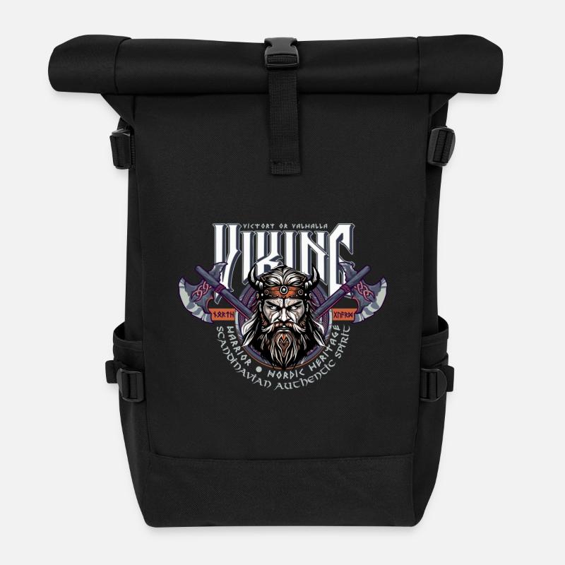 VIKING, VICTORY OR VALHALLA! - Rolltop Rucksack - Schwarz