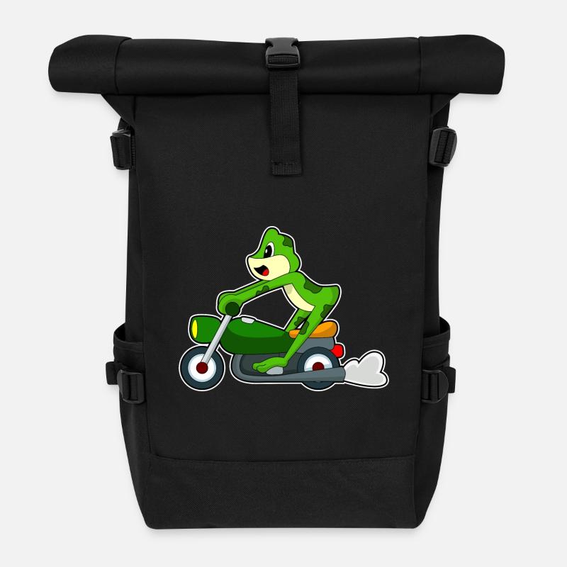 Frog Motorcycle - Roll Top Backpack - black
