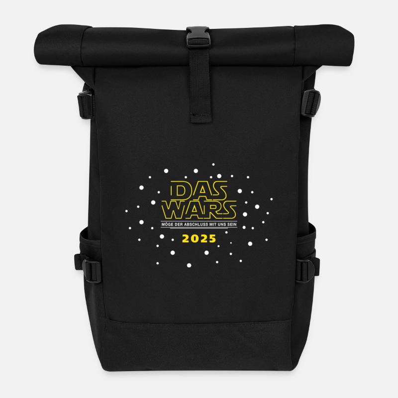 DAS WARS - Cooles Abschluss '25 Motto Shirt - Rolltop Rucksack - Schwarz