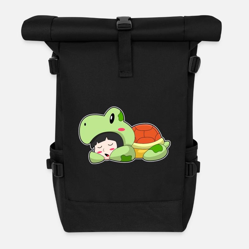 Turtle sleeping - Roll Top Backpack - black