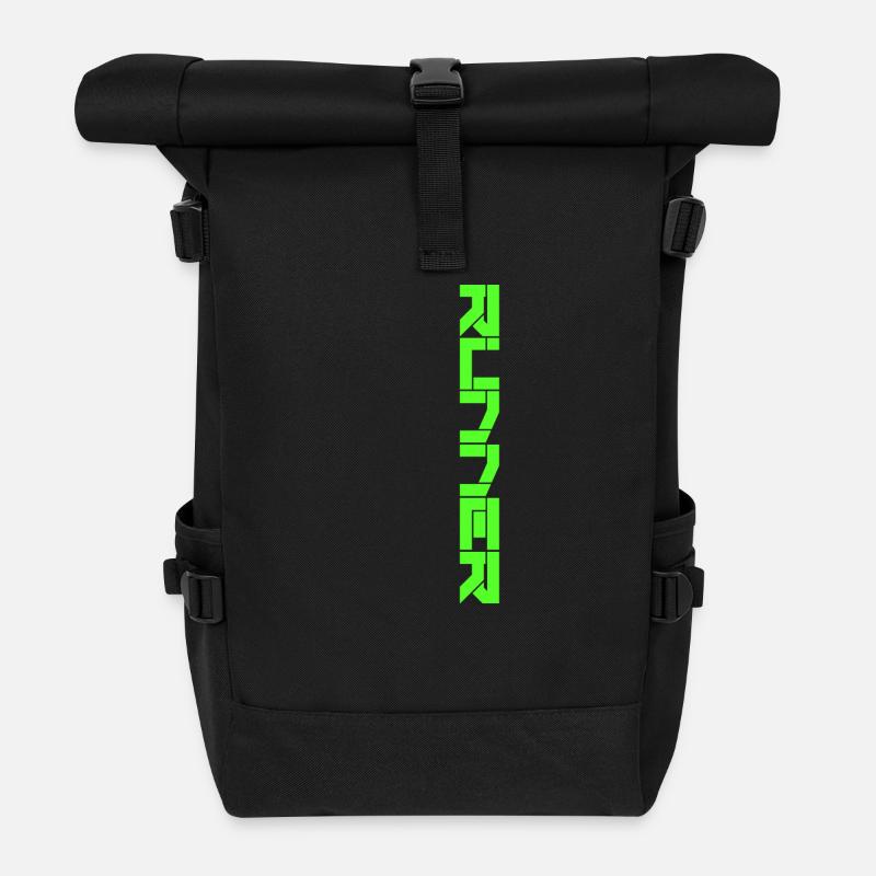 Läufer - Runner in grün - Rolltop Rucksack - Schwarz