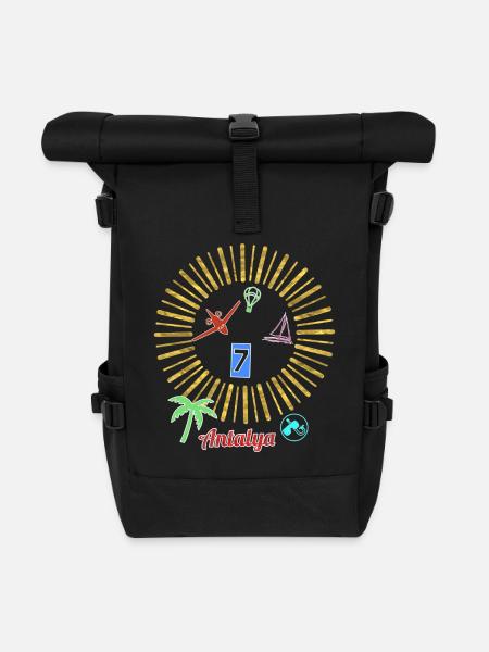 Antalya Beach Magic Circle - Roll Top Backpack - black