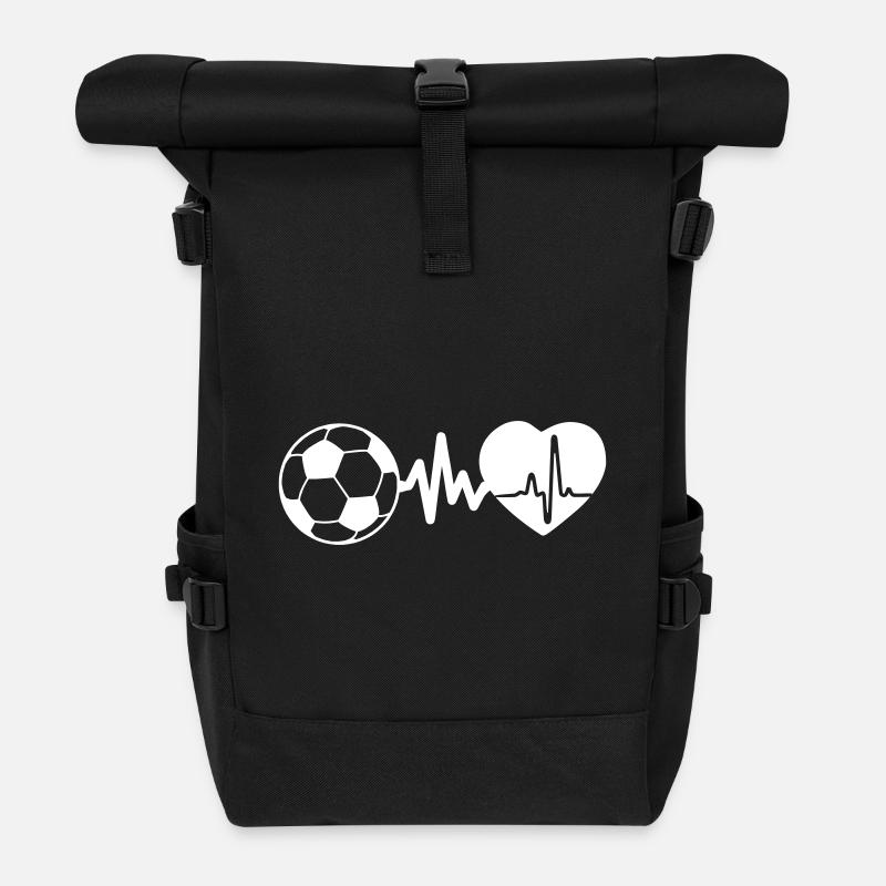 fußball - Rolltop Rucksack - Schwarz