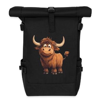 Schottisches Hochlandrind - Rolltop Rucksack - Schwarz - Vorne