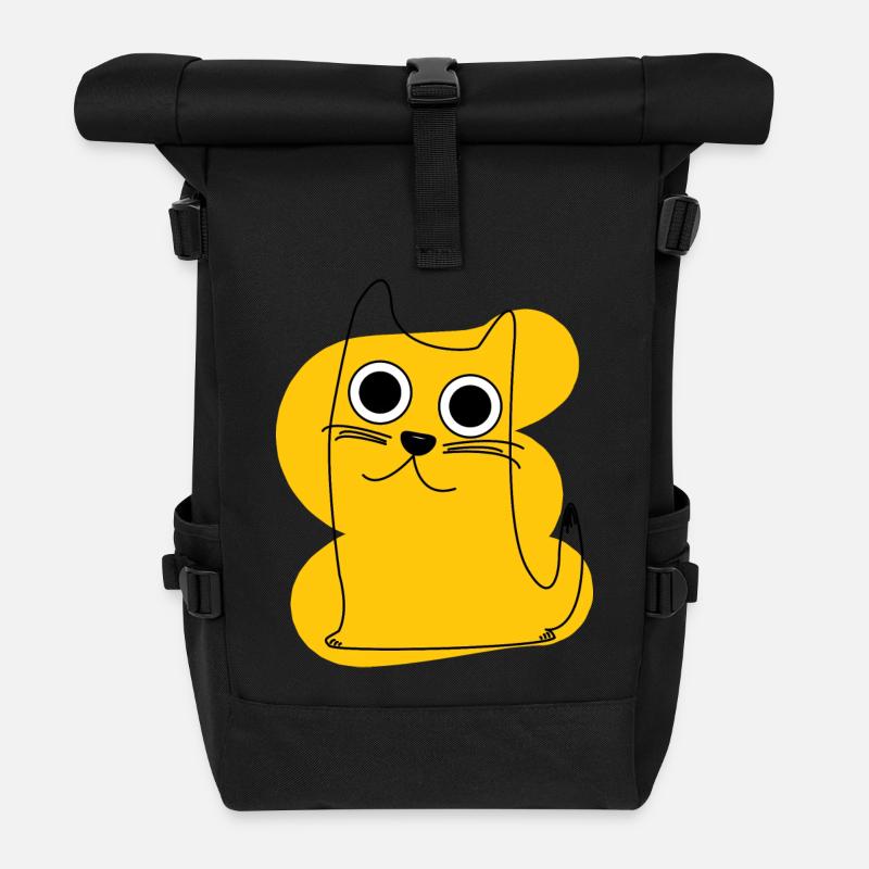 Chat jaune - Sac à dos roll top - noir